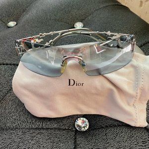 Y2K Dior Fire Ice Blue Shield Sunglasses